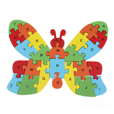 Jokincy Numbers 26 English Letters Butterfly Wooden Animal Puzzle Early Education Educational Toys