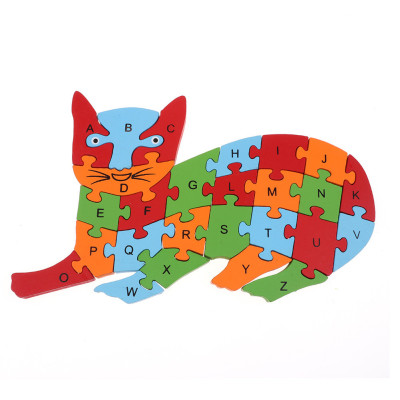 Jokincy Educational Toys Children's Day Gift Alien Cat Puzzle Alphabet Number Wooden Puzzle