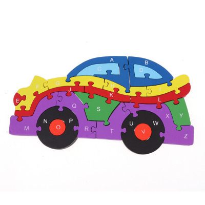 Jokincy Gift Eco-friendly Building Blocks Toy Alphanumeric Double-Sided Enlightenment Sports Car 3D Puzzle Model Puzzle