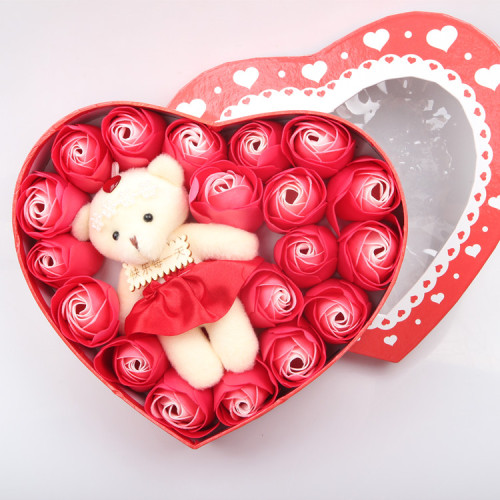 Artificial Soap Roses 18 plus Bear Gift Box Company Business Activities Back Gift Valentine‘s Day Birthday Gift