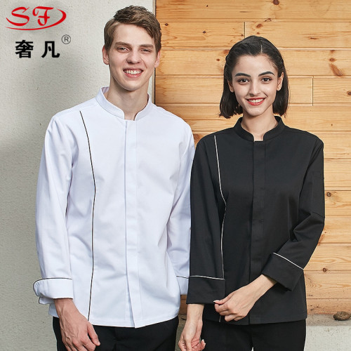 Chef Uniform Long Sleeve Autumn and Winter Clothes Hotel Western Restaurant Bakery Kitchen Chef Overalls Men and Women Custom Logo