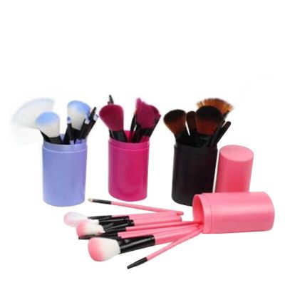 Fiber wool multi-functional makeup brush set 12 portable makeup brush set cylinder makeup brush set