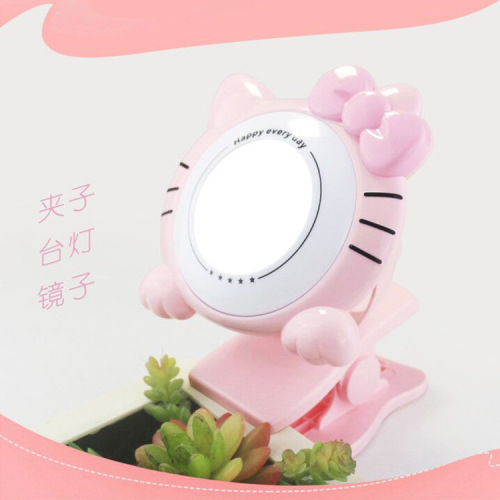 foreign trade exclusive for non-strobe eye protection power saving usb interface cartoon clip makeup mirror led three-in-one table lamp