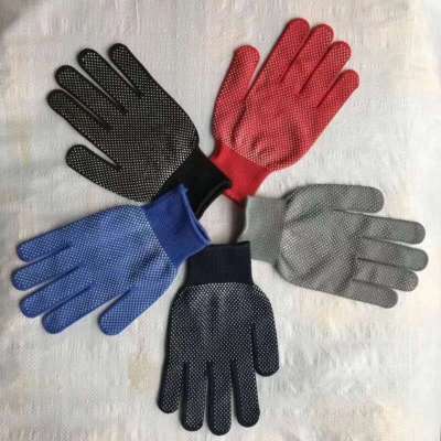 Factory Wholesale 13-Pin Nylon Point Plastic Gloves Polyester Point Beads Non-Slip Breathable and Wearable Dustproof Labor Protection Gloves