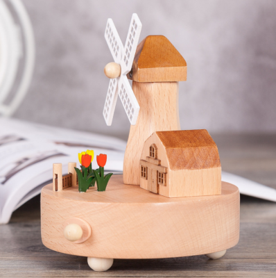 Real wood music box music box creative gifts to send friends birthday gifts carousel