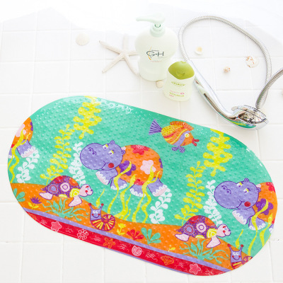 Hippopotamus swimming bath non - slip mat bathroom small room foot mat bathtub children cartoon bath mat with suction cup