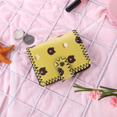PU material digital printing full of bear face pattern car thick line convenient carry little girl wallet