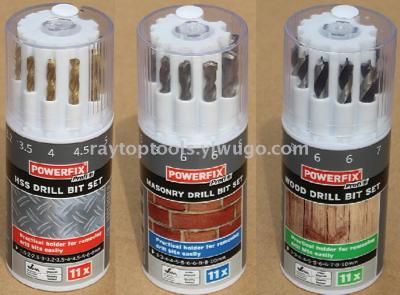 Twist Drill 11-Piece Titanium-Plated Twist Drill Masonry Drill Carpentry Drill Cylinder Set