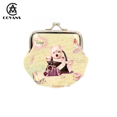 Customized for PU leather digital printing data earphone line collection items 3 inch round bottom gold bag to be customized
