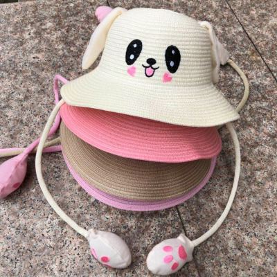 Hat Straw Hat Pinch Ear Cute Toy Hat with Rabbit Ears Moving at for Children and Kids