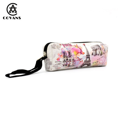 Selling well PU leather digital printing students universal pen bag stationery bag to order manufacturers direct sales