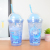 Summer ice cup AS double layer plastic broken ice cup straw gradient water cup rapid refrigeration sea ice cup