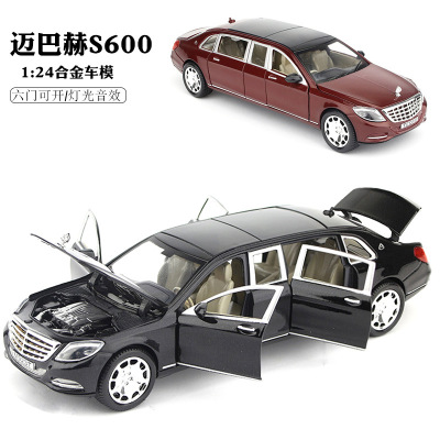 Children's Toy car 1:24 Alloy Benz Maybach S600 Extended Version with sound and light return six Full open
