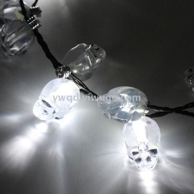 ZD Flash Necklace 8 Lights on Ghost Festival Activity Props Skull Shape Ornament Foreign Trade Popular Style Halloween Ghost Head