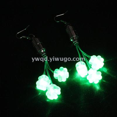 ZD Shiny Ear Stud Party Supplies Light-Emitting Earrings Luminous Necklace Factory Direct Sales Foreign Trade Popular Style Four-Leaf Clover