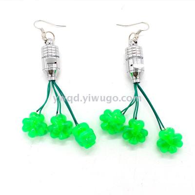 ZD Factory Direct Sales Foreign Trade Popular Style Four-Leaf Clover Shiny Ear Stud Party Supplies Light-Emitting Earrings Luminous Necklace