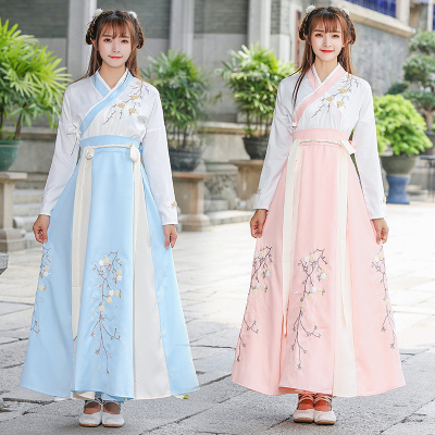 Women's dress ancient modified ancient hanfu female hanqiu elements handed over skirt Chinese style suit