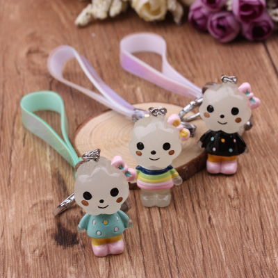 10 Yuan Store Supply PVC Magic Color Leather Rope Keychain Glossy Bright Leather Rope Hanging Buckle Laser Soft Rubber Lanyard Doll