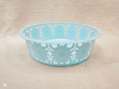 Plastic hollow out round blue sunflower hollow out fruit basket