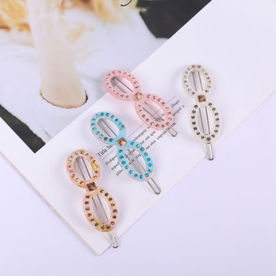 New candy ribbon diamond edge clip taobao source Hot - selling Korean version of hollow out circular word clip hair clip decoration new candy ribbon diamond edge clip taobao source