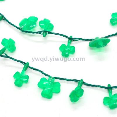 ZD Halloween Christmas Party Supplies Factory Direct Sales Foreign Trade Popular Style Luminous Led Clover Necklace