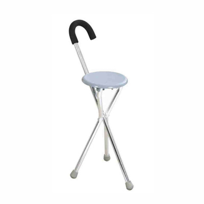 Three-legged walking stick stool 