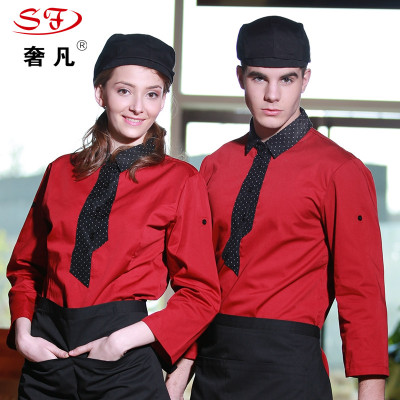 Chef's clothing hotel work clothes restaurant kitchen clothing long sleeve men's and women's clothing