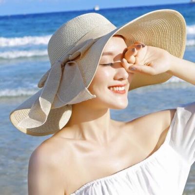 Beach straw hat large brimmed sun hat summer hat