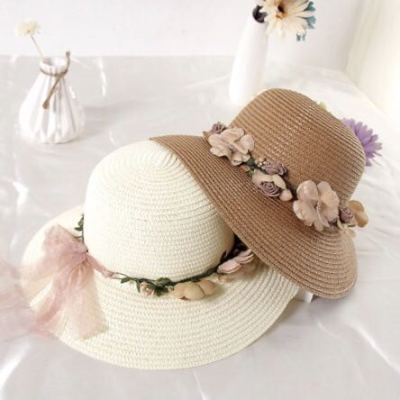 Summer straw hat flower wreath fisherman hat summer straw hat beach straw hat