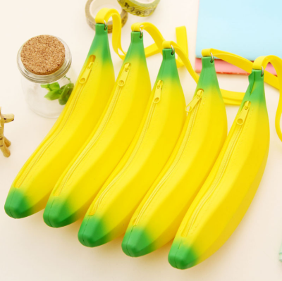 Silicone pencil bag banana pencil bag stationery bag Korean version zero purse bag cosmetic bag