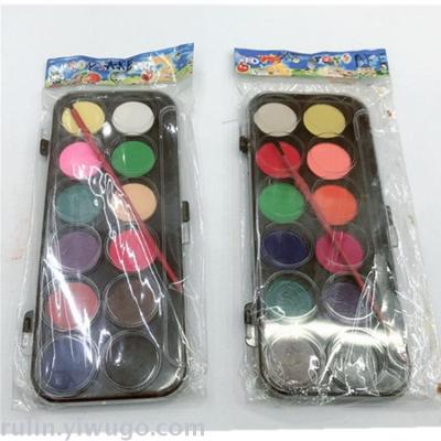 12 color watercolor gouache solid semi-dry pigment set water painting children's foreign trade powder painting solid