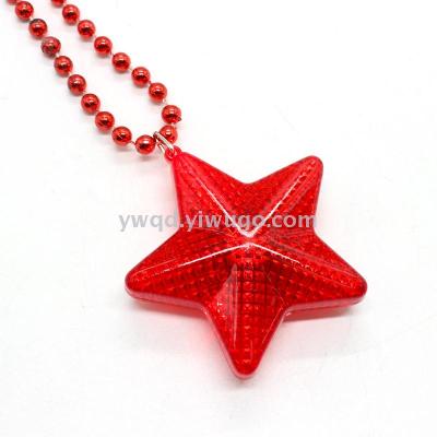 ZD Halloween Christmas Party Products Factory Direct Sales Foreign Trade Popular Style Luminous Led Pentagram Necklace