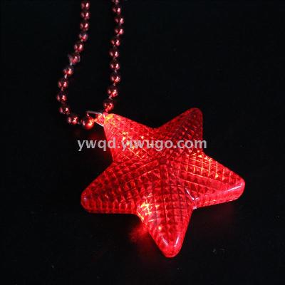 ZD Factory Direct Sales Foreign Trade Popular Style Luminous Led Pentagram Necklace Halloween Christmas Party Products