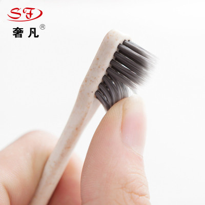 Wheat straw portable travel toothbrush hotel the disposable bamboo charcoal soft bristle toothbrush hotel hotel the disposable supplies