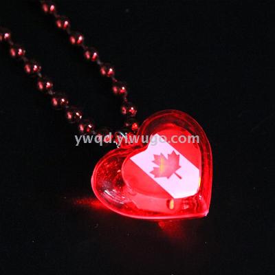 ZD-Factory Direct Sales Foreign Trade Popular Style Luminous Led Love Necklace Flag Necklace Custom Necklace Hot Sale