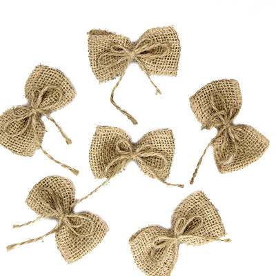Wholesale clothing accessories handmade linen bow Christmas decoration length 6.5cm can be customized