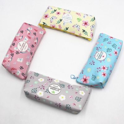 Hot selling Korean version of the simple men and women students pencil box small fresh flowers zipper pencil bag stationery bag