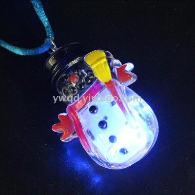 ZD-led Glowing Christmas Snowman Necklace Factory Direct Sales Foreign Trade Popular Style Customizable Christmas Party Products