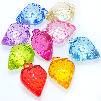 Crystal strawberry acrylic beads transparent imitation Crystal pendant children DIY gem toy beads accessories scattered beads