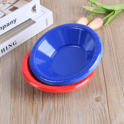 Red and Blue Disposable Plastic Plate Fruit Snack Barbecue Shop Tray Fast Food Plate Factory Direct Sales