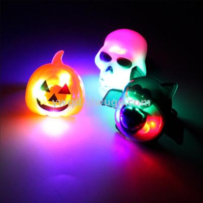ZD Pumpkin Skull Bat Ring Factory Direct Sales Foreign Trade Popular Style Halloween LED Luminous Ring