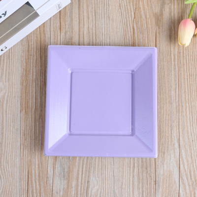 Colorful Color Matching Factory Direct Sales Disposable Square Plastic Plate Fruit Plate Fast Food Restaurant Barbecue Stall Plate