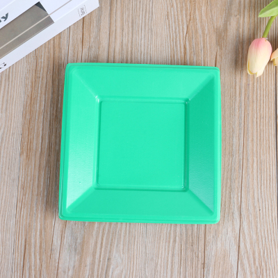 Colorful Color Matching Factory Direct Sales Disposable Square Plastic Plate Fruit Plate Fast Food Restaurant Barbecue Stall Plate