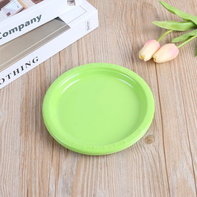 Disposable round Plastic Tray Fruit Plate Fast Food Restaurant Barbecue Stall Plate Colorful Color Matching Factory Direct Sales