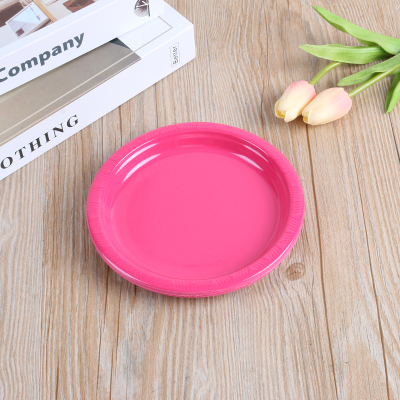 Disposable round Plastic Tray Fruit Plate Fast Food Restaurant Barbecue Stall Plate Colorful Color Matching Factory Direct Sales