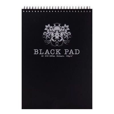 Premium Black Sketchbook - Large Black paper A4 sketchbook A3