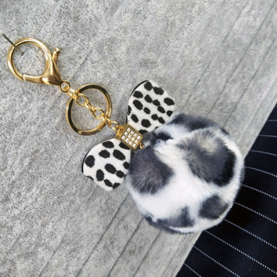 Factory direct sale of new butterfly leopard furball key chain pendant furball key chain