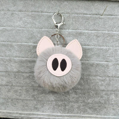 Pig imitation rex rabbit fur ball key chain bag hang zodiac Pig fur ball ball cartoon animal shape fur ball pendant