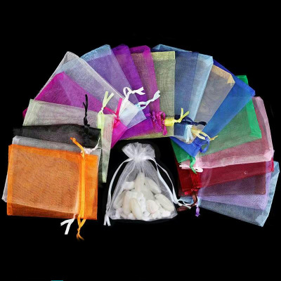 Factory in Stock Candy Mesh Plain Pearl Yarn Cosmetics Drawstring Bag Gift Bag More Sizes Ogen Chiffon Bag