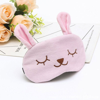 Rabbit ear flannelette embroidered sleep mask fatigue breathable shading Rabbit eye mask children 's ice pack eye mask